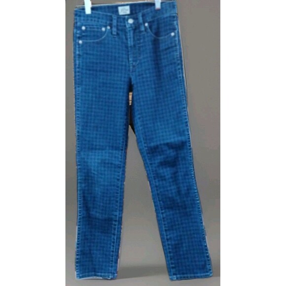 J.Crew 24 Houndstooth Denim Vintage Straight Jeans Old Money Preppy Academia - Picture 1 of 14